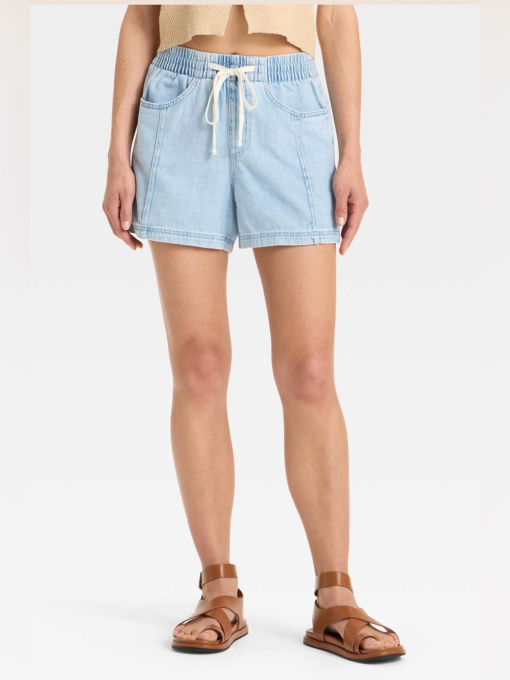Universal Thread Pull-On High-Rise Drawstring Pockets Denim Shorts Size L